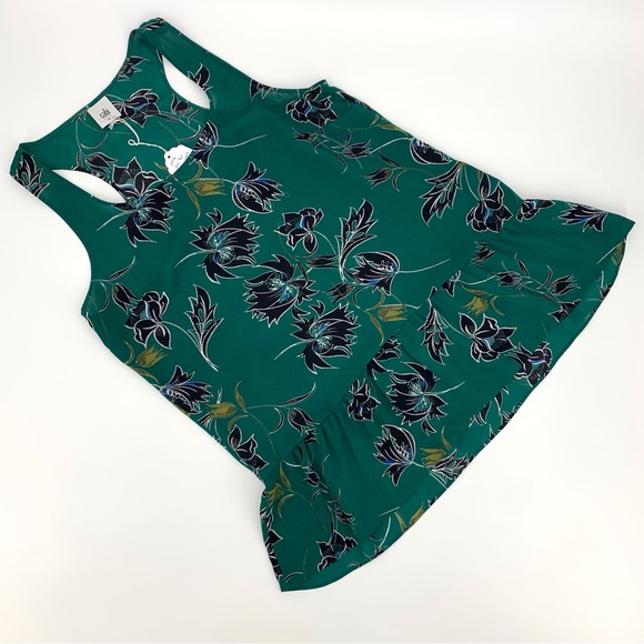 Cabi NWT Zoe Top # 3276 Green Wildflower Print Peplum Hem Tank Style Top, Medium - Picture 13 of 16